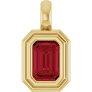 14K Yellow Gold Lab-Grown Ruby Charm/Pendant