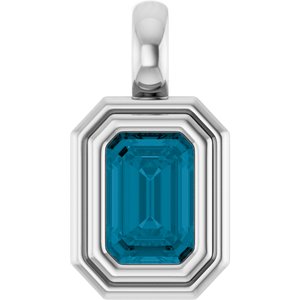 14K White Gold Natural London Blue Topaz Charm/Pendant
