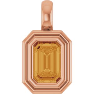 14K Rose Gold Natural Citrine Charm/Pendant