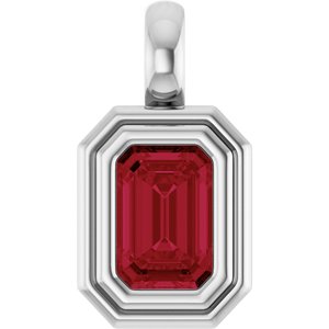 14K White Gold Lab-Grown Ruby Charm/Pendant
