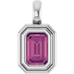 Sterling Silver Natural Pink Tourmaline Charm/Pendant