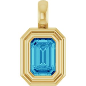 14K Yellow Gold Natural Blue Zircon Charm/Pendant