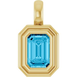 14K Yellow Gold Natural Aquamarine Charm/Pendant