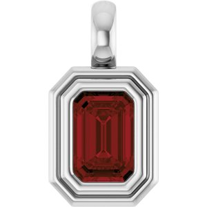 Platinum Natural Mozambique Garnet Charm/Pendant