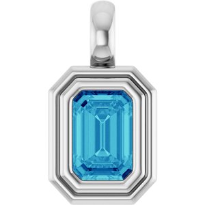 Sterling Silver Natural Blue Zircon Charm/Pendant