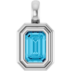 Sterling Silver Natural Aquamarine Charm/Pendant