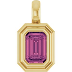 14K Yellow Gold Natural Pink Tourmaline Charm/Pendant