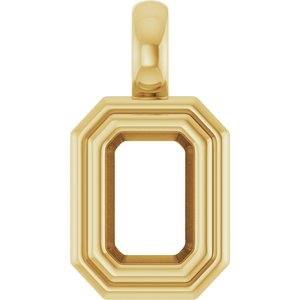 18K Yellow Gold 6x4 mm Emerald Charm/Pendant Mounting – image 2