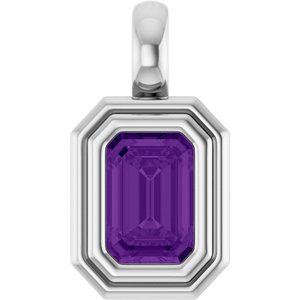 Sterling Silver Natural Amethyst Charm/Pendant
