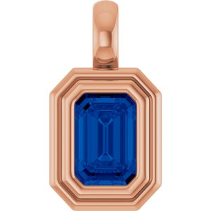 14K Rose Gold Natural Blue Sapphire Charm/Pendant
