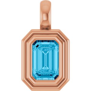 14K Rose Gold Natural Aquamarine Charm/Pendant