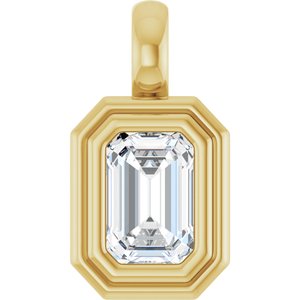 18K Yellow Gold 6x4 mm Emerald Charm/Pendant Mounting