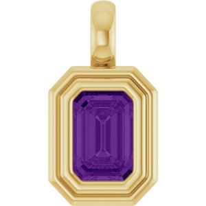 14K Yellow Gold Natural Amethyst Charm/Pendant