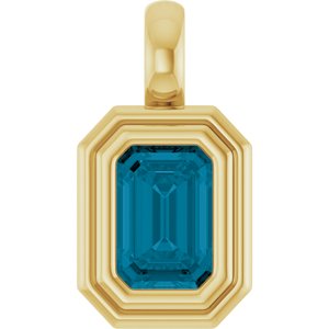 14K Yellow Gold Natural London Blue Topaz Charm/Pendant
