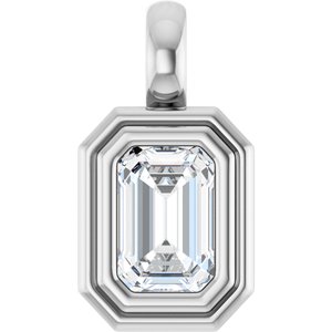 10K White Gold 6x4 mm Emerald Charm/Pendant Mounting