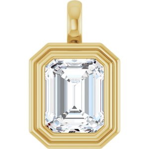 14K Yellow Gold 10x8 mm Emerald Charm/Pendant Mounting