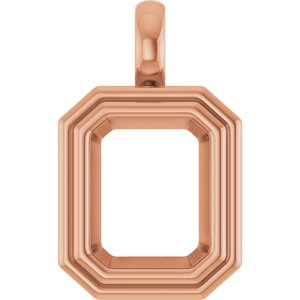 18K Rose Gold 10x8 mm Emerald Charm/Pendant Mounting – image 2