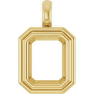 18K Yellow Gold 10x8 mm Emerald Charm/Pendant Mounting – image 2