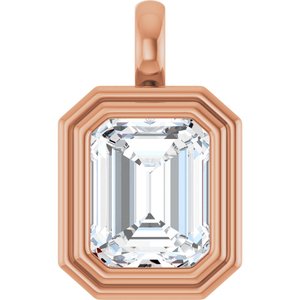18K Rose Gold 10x8 mm Emerald Charm/Pendant Mounting