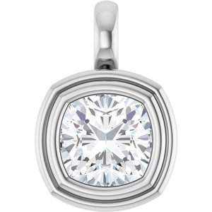 18K X1 White Gold 7.5x7.5 mm Cushion Charm/Pendant Mounting