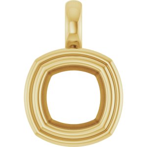 14K Yellow Gold 7.5x7.5 mm Cushion Charm/Pendant Mounting – image 2