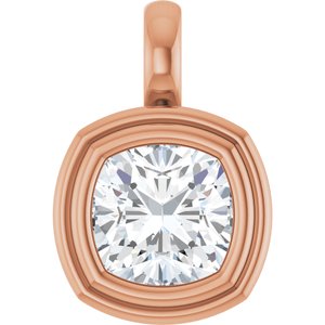 18K Rose Gold 7.5x7.5 mm Cushion Charm/Pendant Mounting