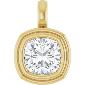18K Yellow Gold 7.5x7.5 mm Cushion Charm/Pendant Mounting