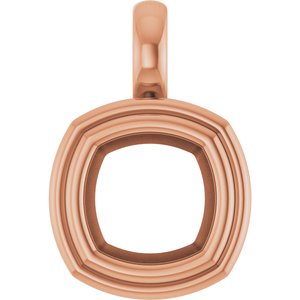18K Rose Gold 7.5x7.5 mm Cushion Charm/Pendant Mounting – image 2