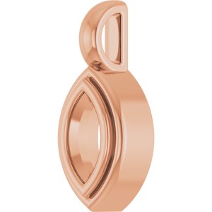 18K Rose Gold 6x3 mm Marquise Charm/Pendant Mounting – image 4
