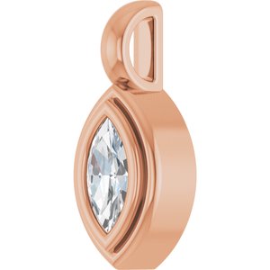 18K Rose Gold 6x3 mm Marquise Charm/Pendant Mounting – image 3