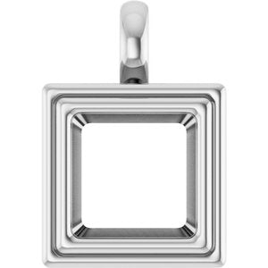 Sterling Silver 9x9 mm Square Charm/Pendant Mounting – image 2