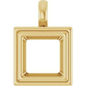 10K Yellow Gold 9x9 mm Square Charm/Pendant Mounting – image 2