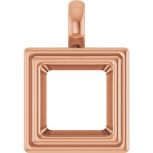 18K Rose Gold 9x9 mm Square Charm/Pendant Mounting – image 2
