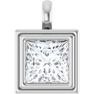 14K X1 White Gold 9x9 mm Square Charm/Pendant Mounting