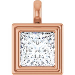 18K Rose Gold 9x9 mm Square Charm/Pendant Mounting