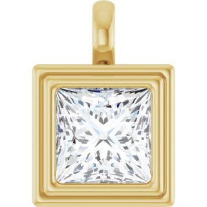 14K Yellow Gold 9x9 mm Square Charm/Pendant Mounting