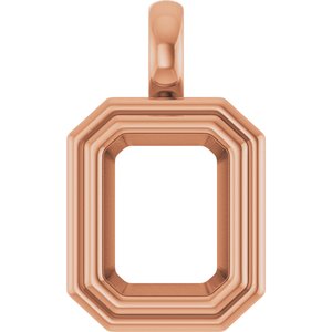 14K Rose Gold 9x7 mm Emerald Charm/Pendant Mounting – image 2