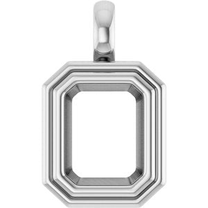 10K White Gold 9x7 mm Emerald Charm/Pendant Mounting – image 2