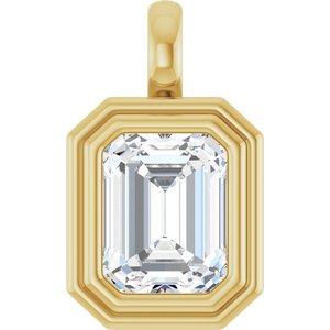 18K Yellow Gold 9x7 mm Emerald Charm/Pendant Mounting