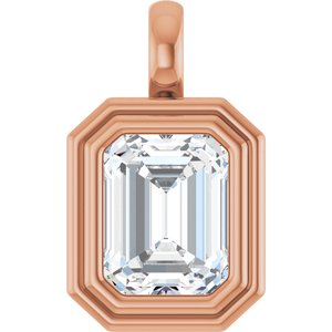 18K Rose Gold 9x7 mm Emerald Charm/Pendant Mounting