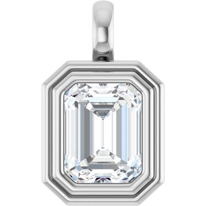 Continuum Sterling Silver 9x7 mm Emerald Charm/Pendant Mounting