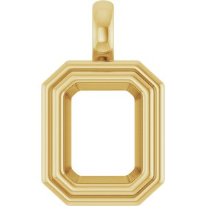 18K Yellow Gold 9x7 mm Emerald Charm/Pendant Mounting – image 2