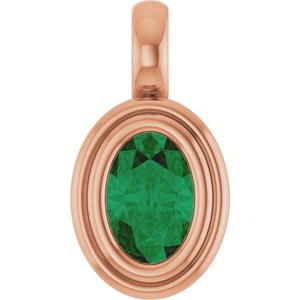 14K Rose Gold Natural Emerald Charm/Pendant