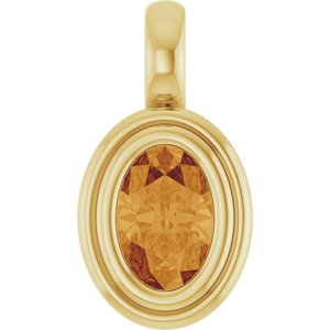 14K Yellow Gold Natural Citrine Charm/Pendant