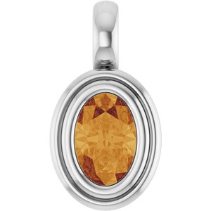14K White Gold Natural Citrine Charm/Pendant