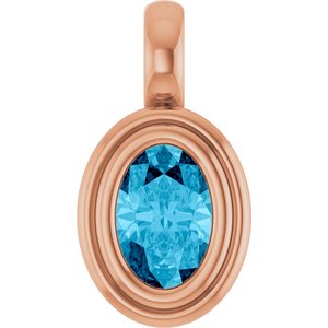 14K Rose Gold Natural Aquamarine Charm/Pendant