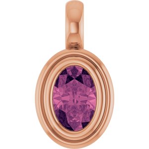 14K Rose Gold Natural Pink Tourmaline Charm/Pendant