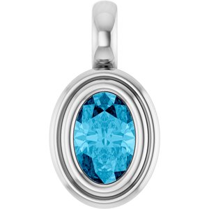 14K White Gold Natural Aquamarine Charm/Pendant