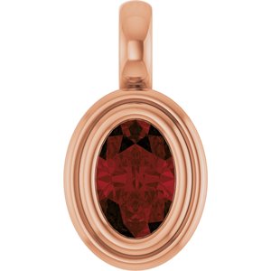 14K Rose Gold Natural Mozambique Garnet Charm/Pendant