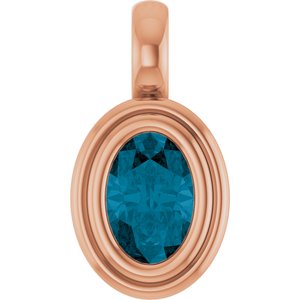 14K Rose Gold Natural London Blue Topaz Charm/Pendant